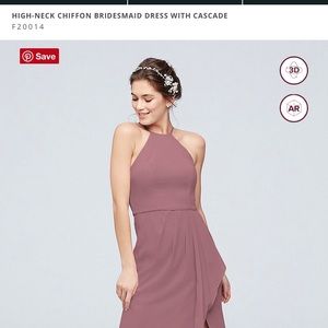 High-Neck Chiffon Bridesmaid Dress with Cascade from Davids Bridal